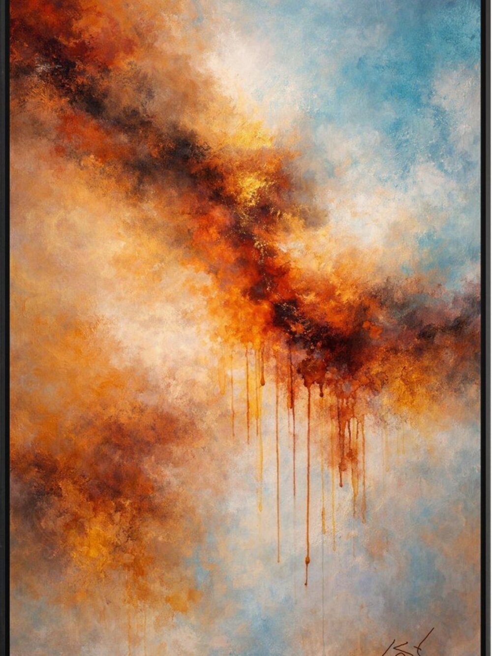 Orange Blue Abstract Wall Art Print